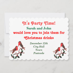 Holly Robin Festive Invitation