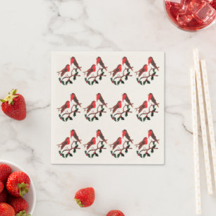 Holly Robins Festive Bird Pattern Napkin