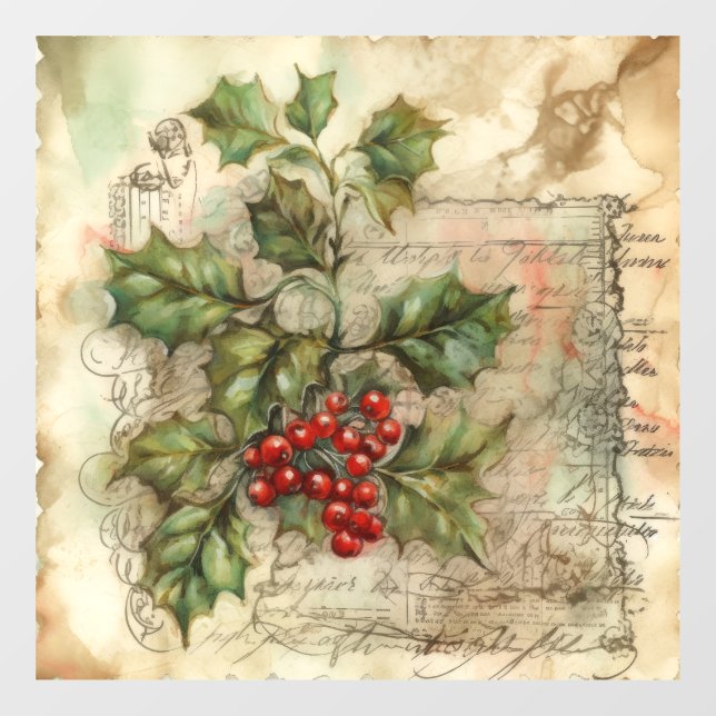 Holly Shabby Window Cling (Sheet)