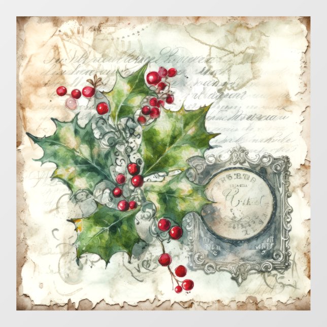 Holly Shabby Window Cling (Sheet)