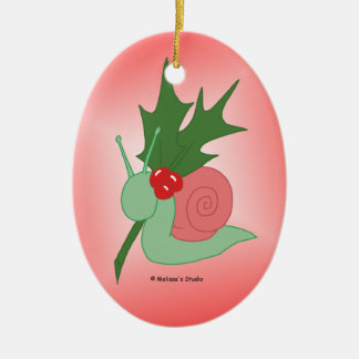 Holly Snail Ceramic Ornament