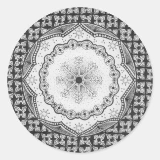 Holly & Snowflake Round Sticker