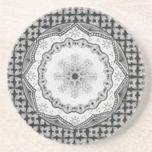 Holly & Snowflake Sandstone Coaster