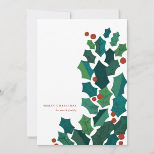 Holly Spray Flat Christmas Card