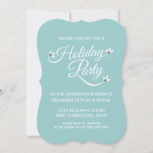 Holly Sprigs Holiday Party Invitations (blue)