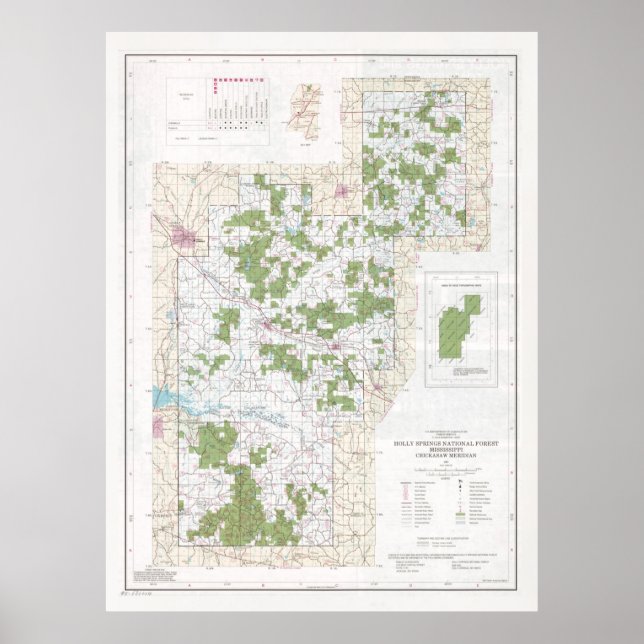 Holly Springs National Forest Map (1991)  Poster (Front)