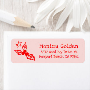 Holly Star CHRISTMAS Holiday Return Address Label