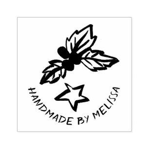 Holly Star Christmas Holidays CUSTOM Personalized Rubber Stamp