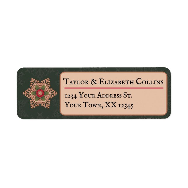 Holly Star Green Address Labels (Front)