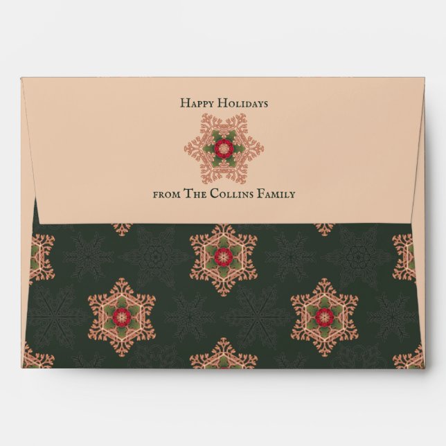 Holly Star Green Traditional Christmas Envelope (Back (Top Flap))