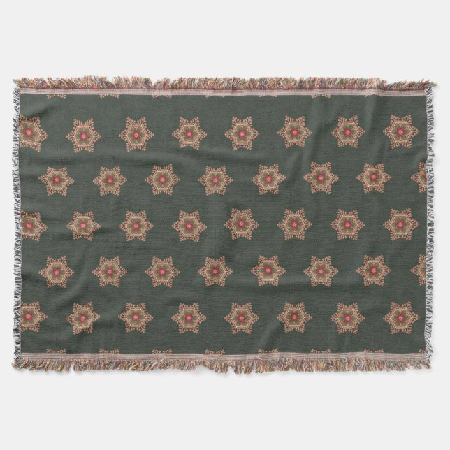 Holly Star Holiday Throw Blanket Green (Front)