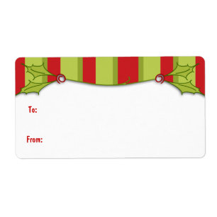Holly Striped Gift Label