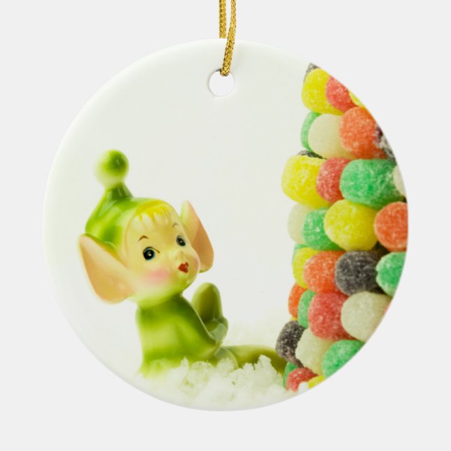 Holly the Pixie Elf Ceramic Ornament (Front)