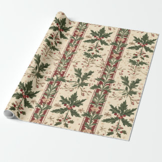 Holly themed Victorian Wrapping Paper