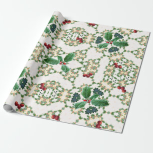 Holly time wrapping paper