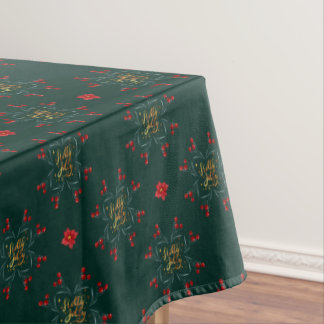 Holly traditionnal christmas deep green tablecloth