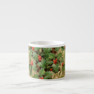 Holly Tree Christmas Holiday Vintage Espresso Cup