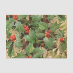 Holly Tree Christmas Holiday Vintage Tissue Paper