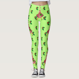holly vintage christmas lady leggings