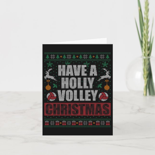 Holly Volley Volleyball Ugly Christmas Xmas Mens W Card (Front)