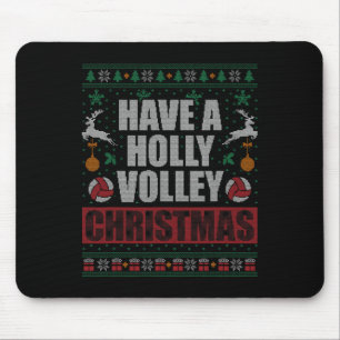 Holly Volley Volleyball Ugly Christmas Xmas Mens W Mouse Pad