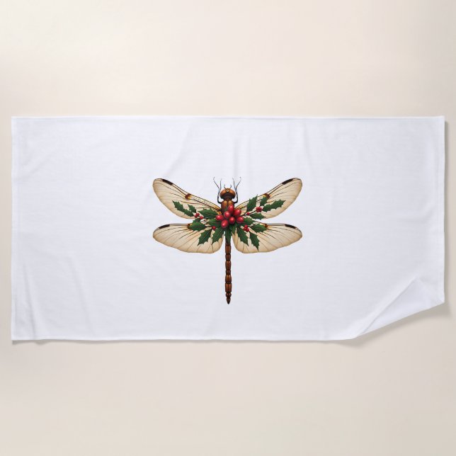 Holly Winged Dragonfly Beach Towel (Front)