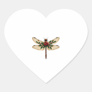 Holly Winged Dragonfly Heart Sticker