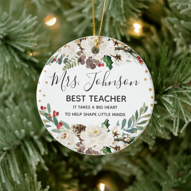 Holly Winter Best Teacher ornament (Tree)