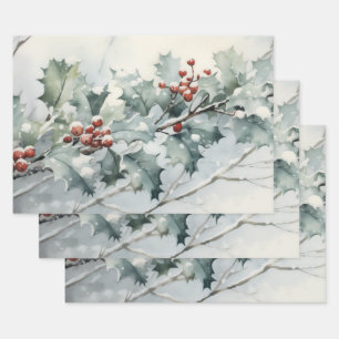 Holly Wrapping Paper Sheet