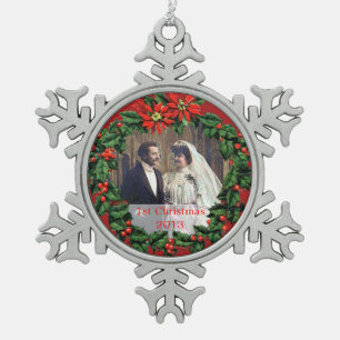 Holly Wreath 1st Christmas Together Ornament