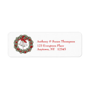 Holly Wreath Address Label Return Address Label