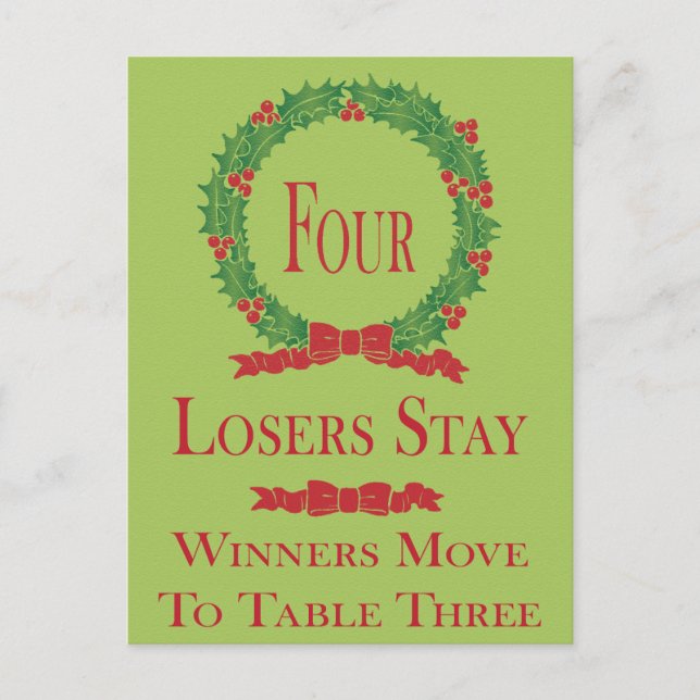 Holly Wreath Bunco Table Card #4 (Front)