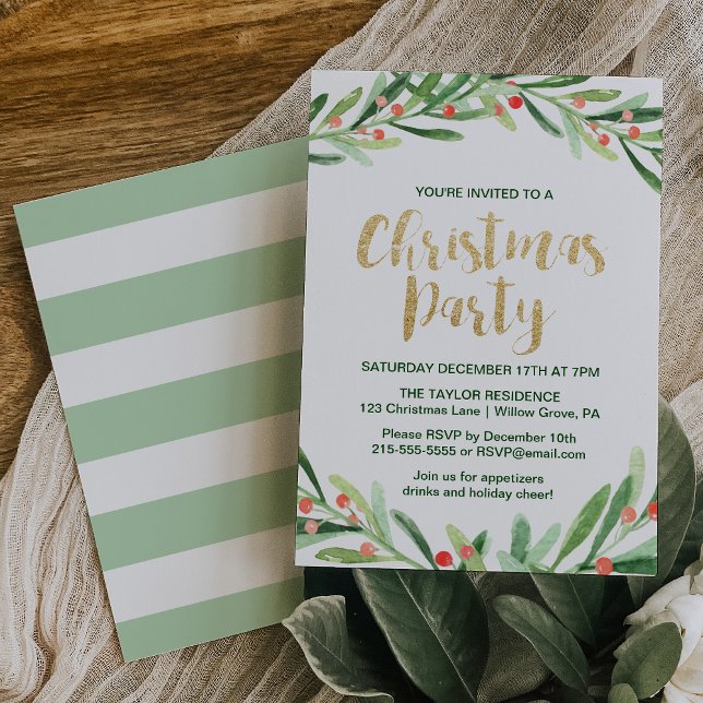 Holly Wreath Christmas Party Invitation (Creator Uploaded)