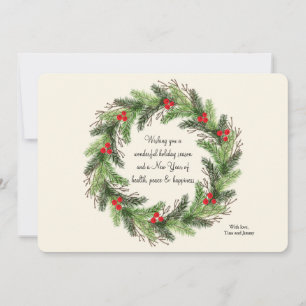 Holly Wreath Holiday Greeting Card