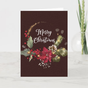 Holly Wreath Merry Christmas Card