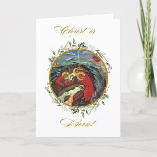 Holly Wreath Nativity Card
