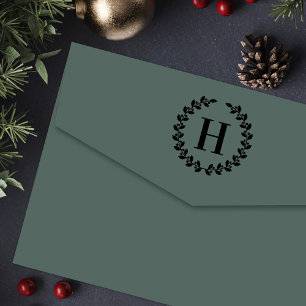 Holly Wreath Personalised Christmas Initial Self-inking Stamp