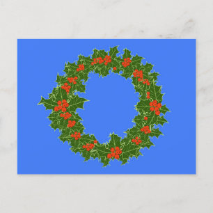 Holly Wreath & Red Berries for Christmas  Postcard