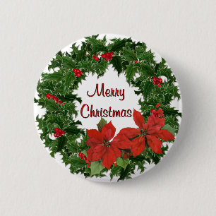 Holly Wreath Traditions 6 Cm Round Badge