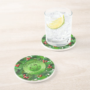 Holly Wreath with Celtic Spiral Coaster