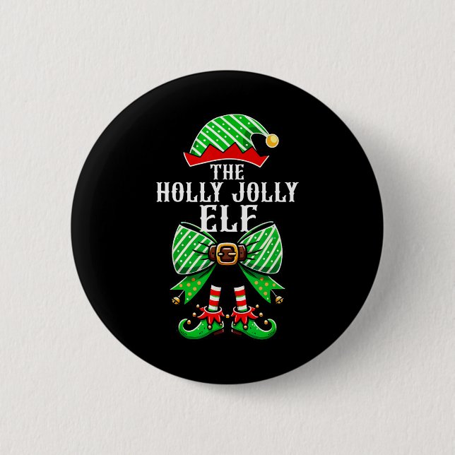 Holly Xmas Jolly Elf Coquette Bow Christmas Family 6 Cm Round Badge (Front)