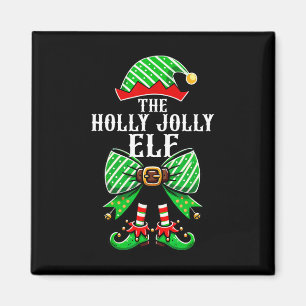 Holly Xmas Jolly Elf Coquette Bow Christmas Family Magnet