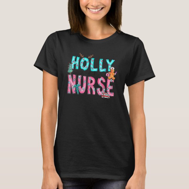 Holly Xmas Jolly Nurse Christmas For Mens Womens T-Shirt (Front)