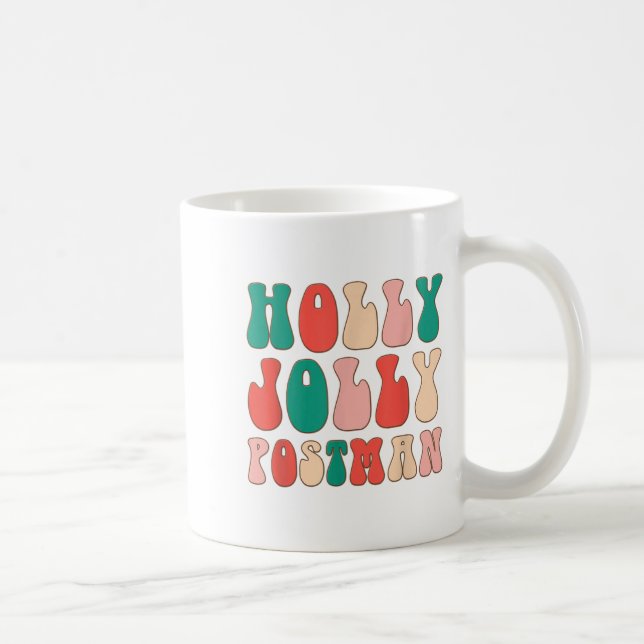 Holly Xmas Jolly Stman Retro Groovy Christmas Paja Coffee Mug (Right)
