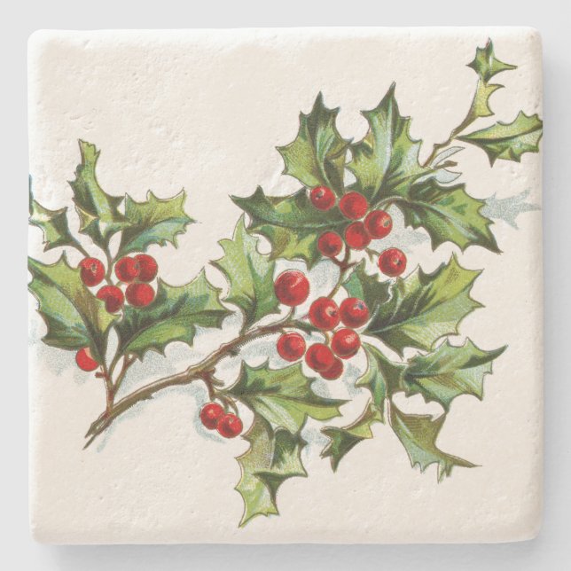 HollyBerries20150801 Stone Coaster (Front)