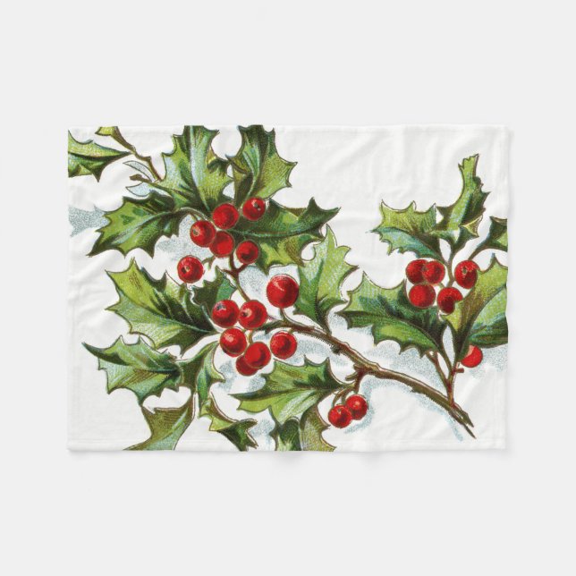 HollyBerries20150802 Fleece Blanket (Front (Horizontal))
