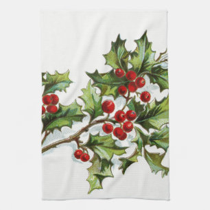 HollyBerries 001 Tea Towel