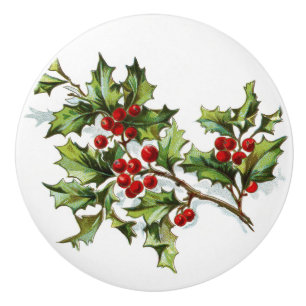 HollyBerries 002 Ceramic Knob