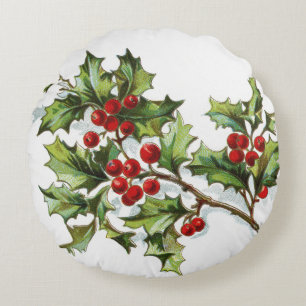 HollyBerries 002 Round Cushion