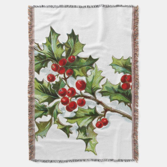 HollyBerries 002 Throw Blanket (Front Vertical)